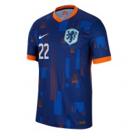 Camiseta Países Bajos Denzel Dumfries #22 Segunda Equipación Replica Eurocopa 2024 mangas cortas